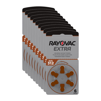 10 Blister Pile per Apparecchi Acustici Rayovac Extra PR41 312 Marrone